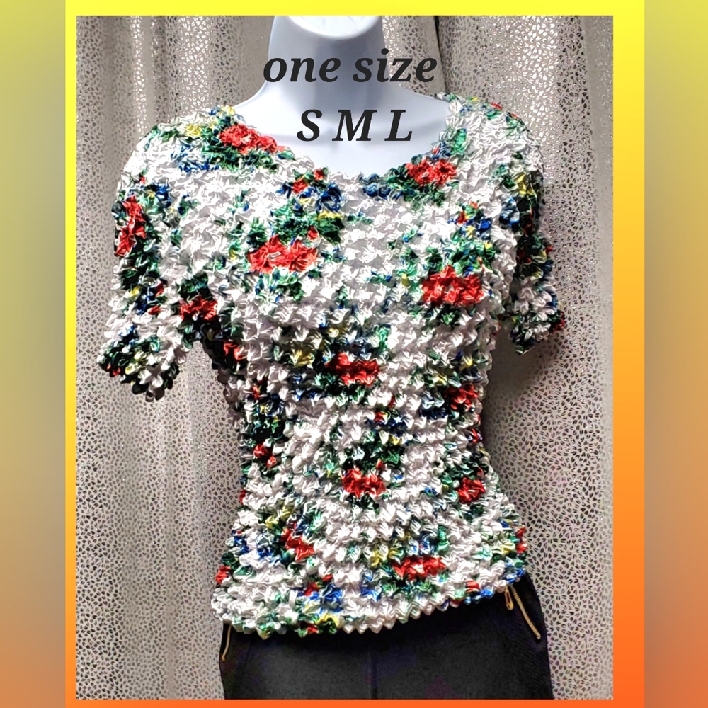 Vintage RARE Scrunch Shirt Stretch Bubble  One Size S M L